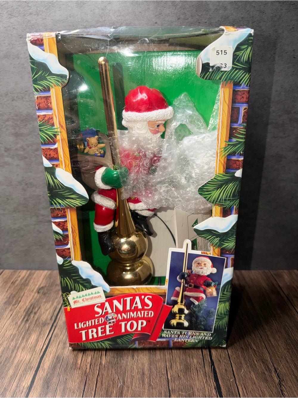 Mr. Christmas Santa’s Lighted Animated Tree Topper vintage works